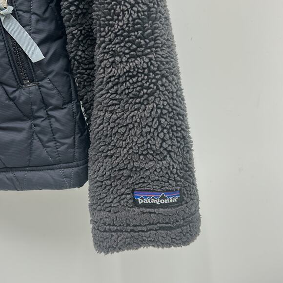 VINTAGE PATAGONIA JACKET WOMEN SIZE MEDIUM BERNESE FLEECE QUILTED FULL ZIP BLACK - Picture 4 of 12